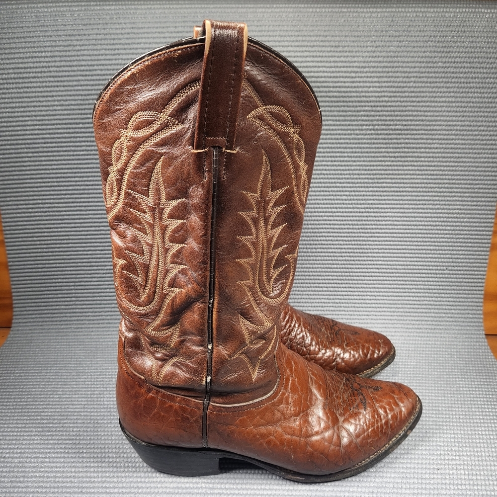 Tony Lama Men's 10D Brown Bullhide Pampas Leather Western Cowboy Boots VM2955